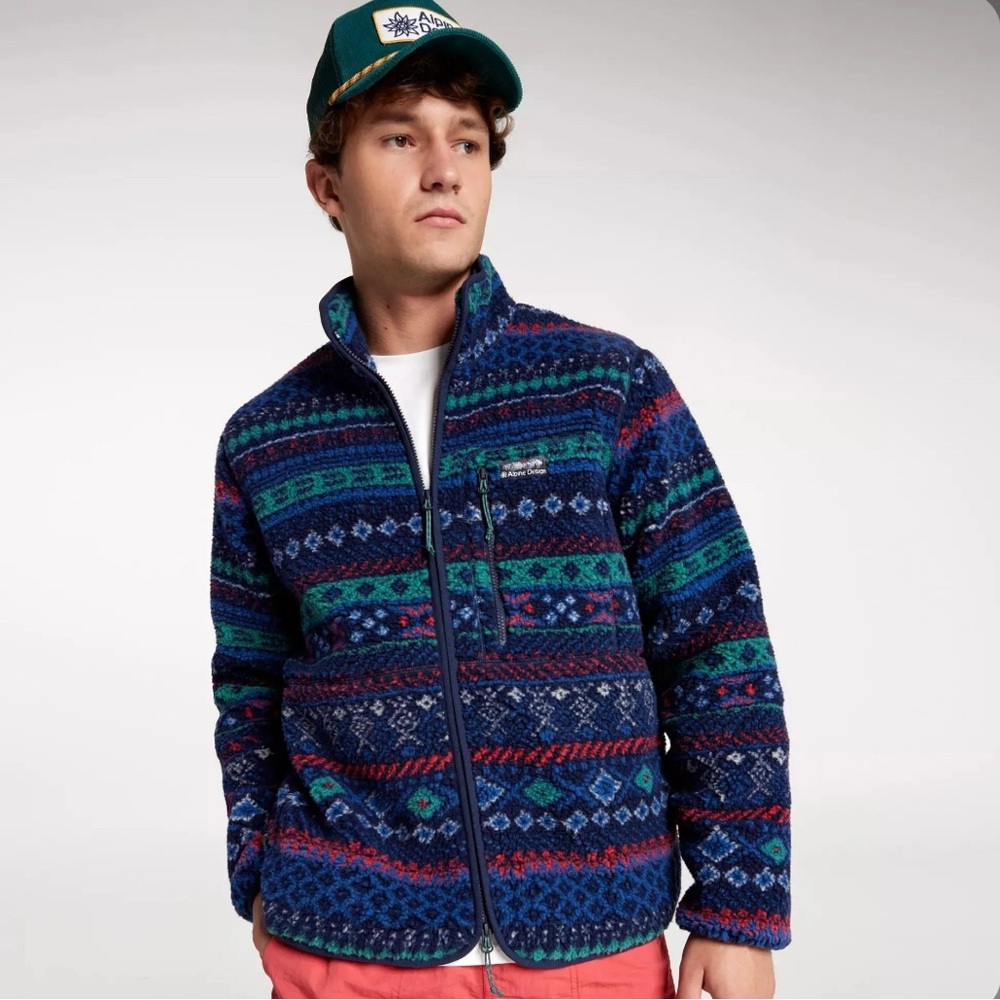 Alpine Design Men's Sherpa Fleece Jacket Full Zip Size medium 98 MSRP NEW NWT